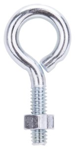 (image for) ProSource LR269 Eye Bolt, 6.3 mm Thread, Machine Thread, 7/8 in L Thread, 1 in Dia Eye, 134 lb Working Load, Steel, Zinc