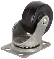 (image for) ProSource JC-H05 Swivel Caster, 2 in Dia Wheel, 1 in W Wheel, Rubber Wheel, Black, 125 lb, Steel Housing Material