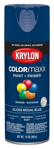 (image for) Krylon K05535007 Enamel Spray Paint, 12 oz Can, 25 sq-ft Coverage Area, Solvent Base, Gloss, Regal Blue