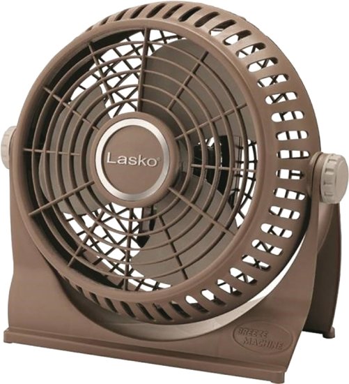 (image for) Lasko Breeze Machine 505 Desk Fan, 120 V, 10 in Dia Blade, 2-Speed, 435 cfm Air, Brown