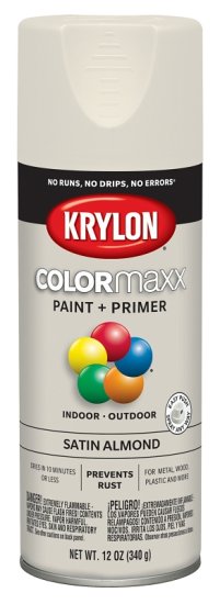 (image for) Krylon K05554007 Enamel Spray Paint, 12 oz Can, 25 sq-ft Coverage Area, Acrylic Base, Satin, Almond
