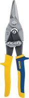 (image for) Irwin 2073113 Aviation Snip, 10 in OAL, 1-5/16 in L Cut, Curved, Straight Cut, Steel Blade, Double-Dipped Handle