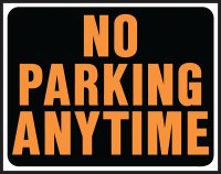 (image for) Hy-Ko Hy-Glo Series SP-105 Identification Sign, Rectangular, NO PARKING ANYTIME, Fluorescent Orange Legend, Plastic