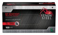 (image for) Venom Steel VEN6143N Disposable Gloves, 100 BX, L, Nitrile, Powder-Free, Black, 9-1/2 in L, Beaded Cuff
