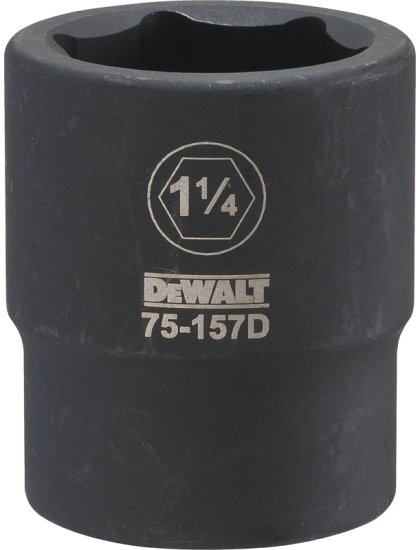 (image for) DEWALT DWMT75157OSP Impact Socket, 1-1/4 in Socket, 23/32 in D Socket, 3/4 in Drive, 6-Point, CR-440 Steel, Black Oxide