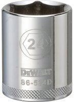 (image for) DEWALT DWMT86524OSP Drive Socket, 24 mm Socket, 1-9/16 in OAL, 1/2 in Drive, 6-Point, Vanadium Steel, Polished Chrome