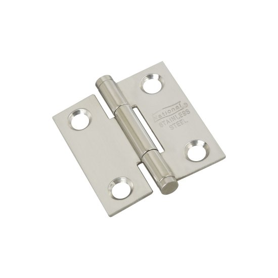 (image for) National Hardware N276-956 Door Hinge, 1-1/2 in W Frame Leaf, Stainless Steel, Stainless Steel, Full Mortise Mounting