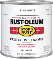 (image for) Rust-Oleum Stops Rust 7790730 Enamel Paint, Oil, Flat, White, 0.5 pt, Can, 50 to 110 sq-ft/qt Coverage Area