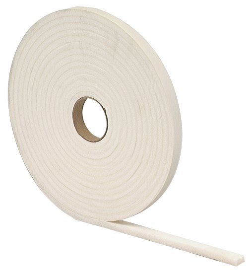 (image for) M-D 02758 Foam Tape, 1/2 in W, 17 ft L, 1/4 in Thick, PVC, White