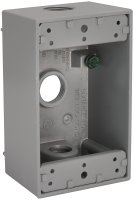 (image for) Bell Outdoor 5320-0 Weatherproof Box, 3-Outlet, 1-Gang, Aluminum, Gray, Powder-Coated