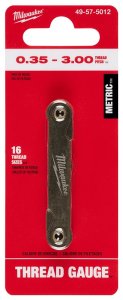 (image for) Milwaukee 49-57-5012 Metric Thread Pitch Gauge, 16-Leaf, 0.35 to 3 mm TPI/Pitch, Metal