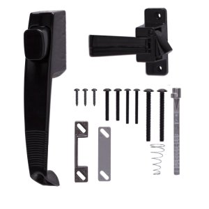 (image for) ProSource 47020-U-PS Pushbutton Latch, Zinc, Black, 5/8 to 1-1/2 in Thick Door, 5/8 in Backset, 5-7/8 in Lever/Knob
