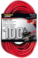 (image for) PowerZone OR514735/506735 Extension Cord, 14 AWG Cable, 100 ft L, 125 V, Red