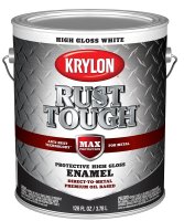 (image for) Krylon Rust Tough K09729008 Enamel Paint, Gloss Sheen, White, 1 gal, 400 sq-ft/gal Coverage Area