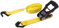 (image for) ProSource FH64071 Tie-Down, 1-1/2 in W, 15 ft L, Polyester Webbing, Metal Ratchet, Yellow, 1666 lb, Steel End Fitting