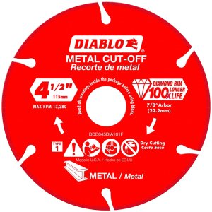 (image for) Diablo DDD045DIA101F Cut-Off Blade, 4-1/2 in Dia, 7/8 in Arbor, Continuous Rim