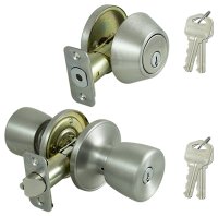 (image for) ProSource BS621BRA4F Deadbolt and Entry Lockset, Turnbutton Lock, Tulip Design, Stainless Steel, 3 Grade