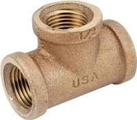 (image for) Anderson Metals 738101-04 Pipe Tee, 1/4 in, FIPT, Brass, 200 psi Pressure
