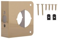 (image for) ProSource HSH-044SBP-PS Door Reinforcer, 2-3/8 in Backset, 1-3/4 in Thick Door, Steel, Brass, 4-1/2 in H, 4 in W