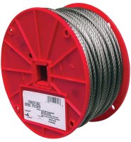 (image for) Campbell 7000826 Aircraft Cable, 1/4 in Dia, 250 ft L, 1280 lb Working Load, 304 Stainless Steel