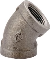 (image for) ProSource 4-1-1/4B Pipe Elbow, 1-1/4 in, FIP, 45 deg Angle, Malleable Iron, SCH 40 Schedule, 300 psi Pressure