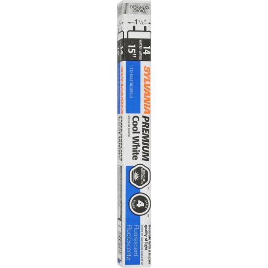 (image for) Sylvania 21536 Fluorescent Bulb, 14 W, T12 Lamp, Medium Lamp Base, 648 Lumens, 4100 K Color Temp, Cool White Light