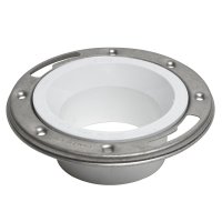(image for) Oatey 43495 Closet Flange, 3 or 4 in Connection, Solvent Weld, White PVC, Stainless Steel Ring, For: 3 in, 4 in Pipes