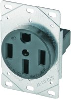 (image for) Eaton Cooper Wiring 1258-SP Power Receptacle, Flush Mounting, 3-Pole, 125/250 V, 50 A, NEMA: NEMA 14-50R, Black