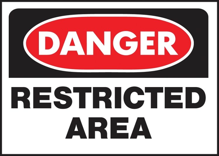 (image for) Hy-Ko 501 Danger Sign, Rectangular, RESTRICTED AREA, Black Legend, White Background, Polyethylene