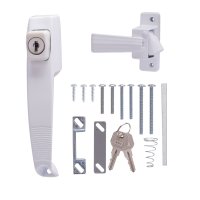 (image for) ProSource 47015-UKW-PS Pushbutton Latch, Zinc, White, 5/8 to 1-1/2 in Thick Door, 5/8 in Backset