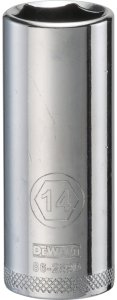(image for) DEWALT DWMT86289OSP Drive Socket, 14 mm Socket, 1/4 in Drive, 6-Point, Steel, Polished Chrome Vanadium