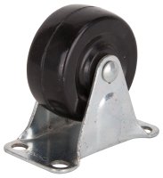 (image for) ProSource JC-H01 Rigid Caster, 2 in Dia Wheel, 7/8 in W Wheel, Rubber Wheel, Black, 125 lb, Steel Housing Material