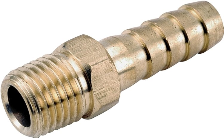 (image for) Anderson Metals 129 Series 757001-0204 Hose Adapter, 1/8 in, Barb, 1/4 in, MPT, Brass