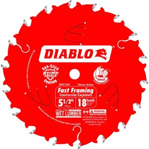 (image for) Diablo D055018WMX Fast Framing Saw Blade, 5-1/2 in Dia, 20 mm Arbor, 18-Teeth