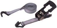 (image for) ProSource FH64059 Tie-Down, 1-1/4 in W, 16 ft L, Gray, J-Hook End Fitting, Steel End Fitting