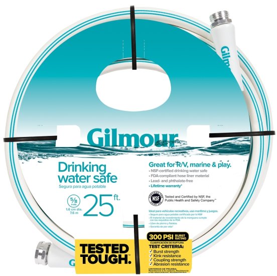 (image for) Gilmour 894251-1001 Safe Hose, 5/8 in ID, 25 ft L, White