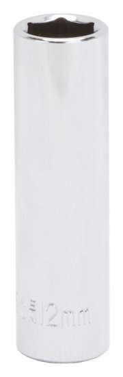 (image for) Vulcan MT6500730 Drive Socket, 12 mm Socket, 3/8 in Drive, 6-Point, Chrome Vanadium Steel, Chrome