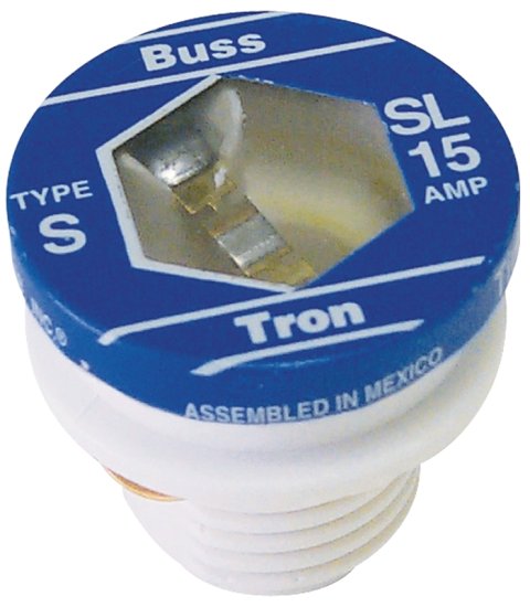 (image for) Bussmann SL-15 Plug Fuse, 15 A, 125 V, 10 kA Interrupt, Time Delay Fuse, Low Voltage