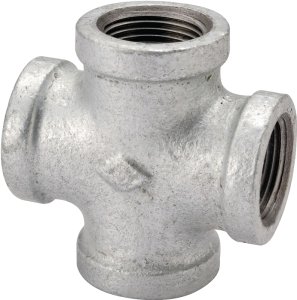 (image for) ProSource 0747 Pipe Cross, 3/4 in, Female, Malleable Iron, 40 Schedule, 300 psi Pressure