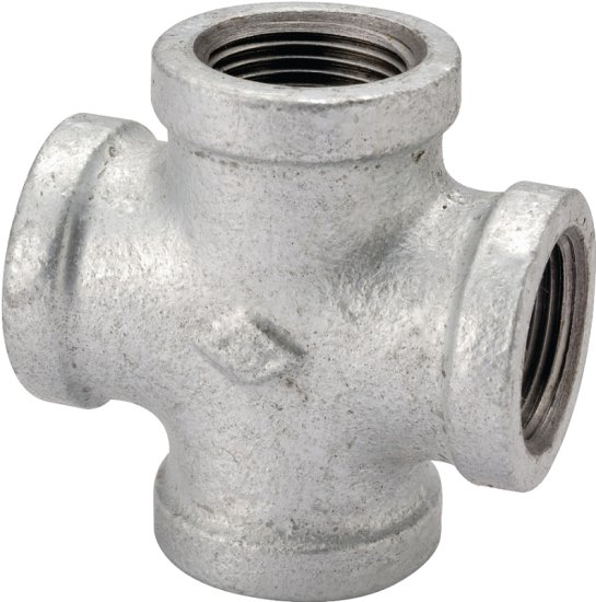 (image for) ProSource 0747 Pipe Cross, 3/4 in, Female, Malleable Iron, 40 Schedule, 300 psi Pressure