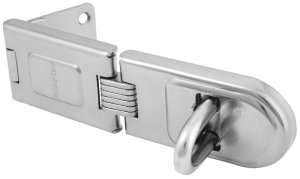 (image for) Master Lock 720DPF Latching Hasp, 6-1/4 in L, 1/2 in W, Steel, Zinc, 7/16 in Dia Shackle
