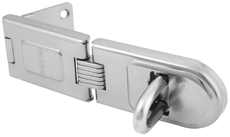 (image for) Master Lock 720DPF Latching Hasp, 6-1/4 in L, 1/2 in W, Steel, Zinc, 7/16 in Dia Shackle