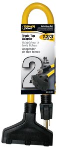 (image for) PowerZone ORAD50802 Extension Cord, 12 AWG Cable, 2 ft L, 125 V, Yellow