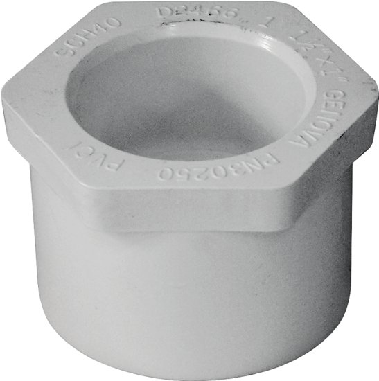 (image for) IPEX 435655 Reducing Bushing, 1-1/2 x 1 in, Spigot x Socket, White, SCH 40 Schedule, 150 psi Pressure