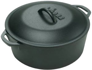 (image for) Lodge L8DOL3 Dutch Oven, 5 qt Capacity, Iron, Black, 10-1/4 in Dia, Loop Handle