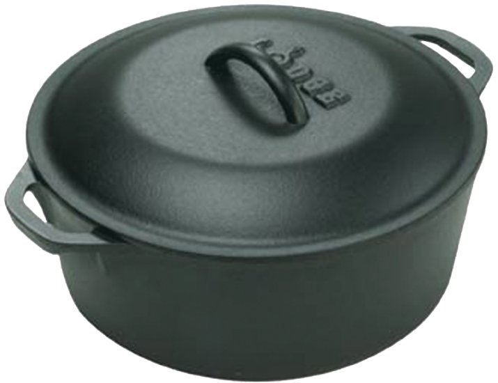 (image for) Lodge L8DOL3 Dutch Oven, 5 qt Capacity, Iron, Black, 10-1/4 in Dia, Loop Handle