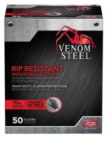 (image for) Venom Steel VEN6045R Heavy-Duty Disposable Gloves, One-Size, Nitrile, Black