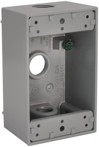 (image for) Bell Outdoor 5320-0 Weatherproof Box, 3-Outlet, 1-Gang, Aluminum, Gray, Powder-Coated