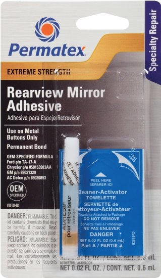 (image for) Permatex 81840 Rearview Mirror Adhesive, Liquid, Irritating, Yellow, 0.01 oz