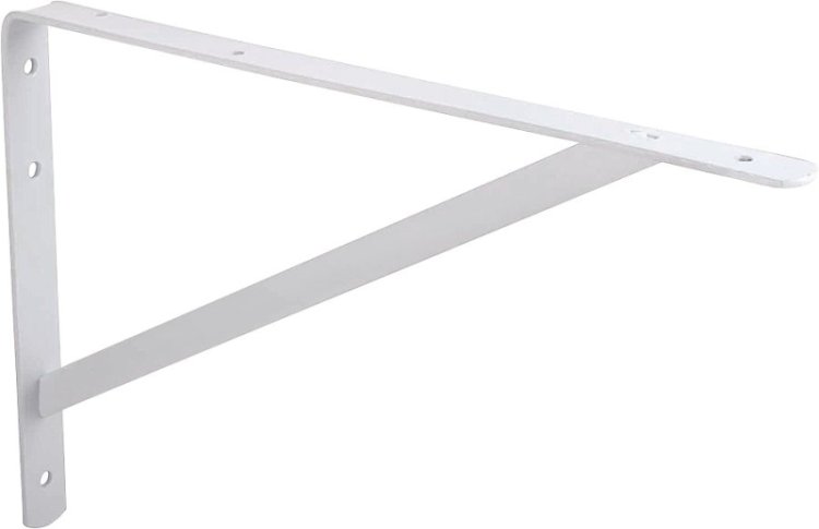 (image for) ProSource 21024PHL-PS Heavy-Duty Shelf Bracket, 550 lb/Piece, 12 in L, 8 in H, Steel, White